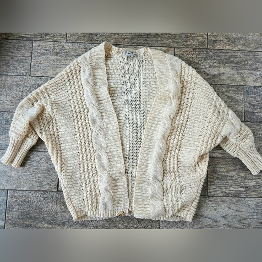 Simply Southern Cream Cable Knit Open Front Cozy Cardigan XL Extra Large